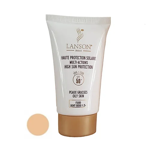 کرم ضدآفتاب رنگی لانسون SPF50 مدل مولتی اکشن شماره 1.5، مناسب پوستهای چرب، حجم 40 میلیلیتر